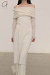 SWAYING/KNIT water-soluble wool lapel dress (with petticoat) SW23AW2L07 white PS66